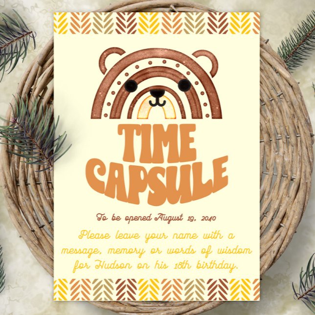 5x7 Time Capsule Boho Woodland Bear Birthday Poster (Creator Uploaded)