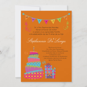 5x7 Topsey Cake Quinceanera Birthday Invitation