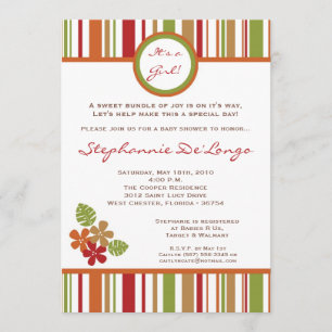 5x7 Tropical Hawaiian Flowe Baby Shower Invitation