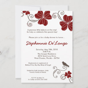 5x7 Tropical Luau Flower Baby Shower Invitation