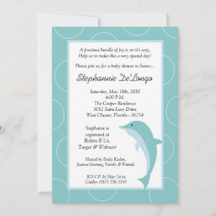 5x7 Tropical Ocean Dolphin Baby Shower Invitation