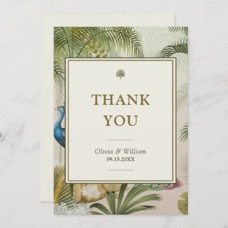 5x7 Tropical Peacock Palm Blank Wedding Thank You