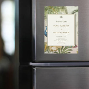 5x7 Tropical Peacock Palm Wedding  Magnetic Invitation