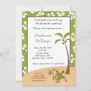 5x7 Tropical Turtle Mama Baby Shower Invitation