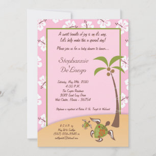 5x7 Tropical Turtle Mama Baby Shower Invitation