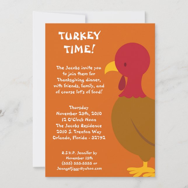 5x7 Turkey Food Thanksgiving Party Invitation (Front)