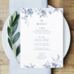 5x7" Victorian Blue Floral Wedding Table Menu<br><div class="desc">Dusty Blue,  Vintage Blue,  Elegant 5x7" Wedding Table Menu Cards Flat Menu Elegant Calligraphy Eat and Drink Wedding Menus | Simple Calligraphy Rustic Wedding Menus Wedding Menus,  Rustic Wedding Menu,  Floral Wedidng Menu,  Wedding Table Menu</div>