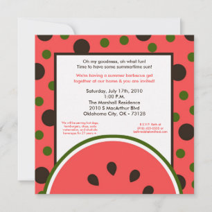 5x7 Watermelon Summer Picnic Barbecue Invitation