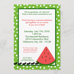 5x7 Watermelon Summer Picnic Barbecue Invitation