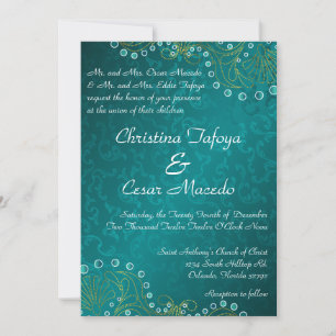 5x7 Wedding Invitation Arabian Teal Indian India