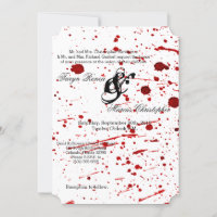 5x7 Wedding Invitation Blood Splatter Vampire Goth
