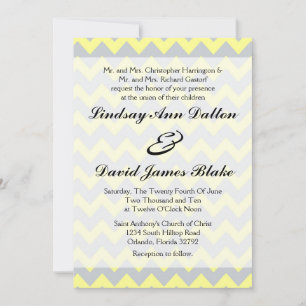 5x7 Wedding Invitation Chevron Yellow & Grey