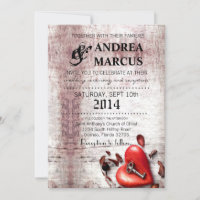 5x7 Wedding Invitation Country Wood Key to my Hear