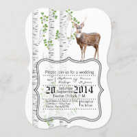 5x7 Wedding Invitation Deer Doe Buck Woodland Hunt