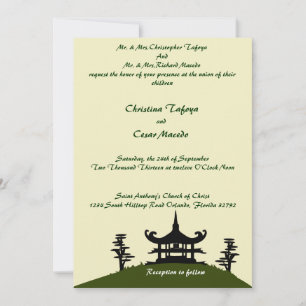 5x7 Wedding Invitation Japanese Green Hill Top