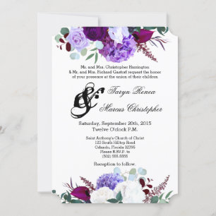 5x7 Wedding Invitation Lavander Hibiscus on White