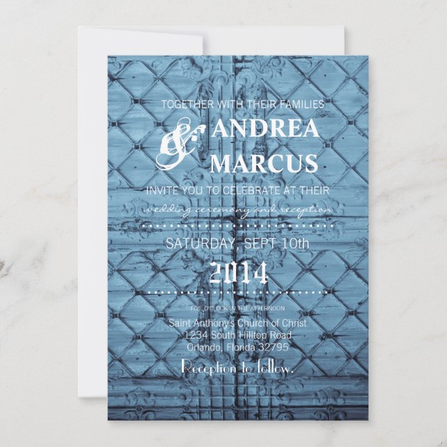 5x7 Wedding Invitation Rustic Tin Panel Ceiling Co (Front)