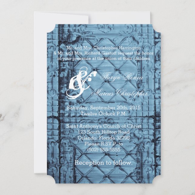 5x7 Wedding Invitation Rustic Tin Panel Ceiling Co (Front)