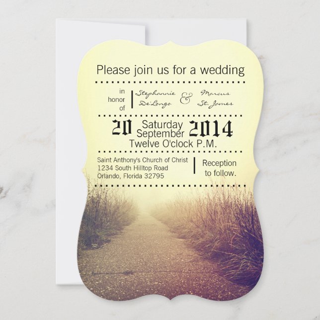 5x7 Wedding Invitation Sunrise Pathway Walkway Pat (Front)