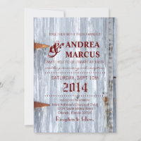 5x7 Wedding Invitation White Wash Wood Barn Door C