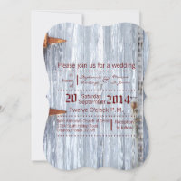5x7 Wedding Invitation White Wash Wood Barn Door C