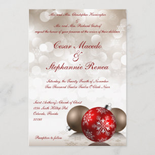 5x7 Wedding Invitation Winter Christmas Ornaments
