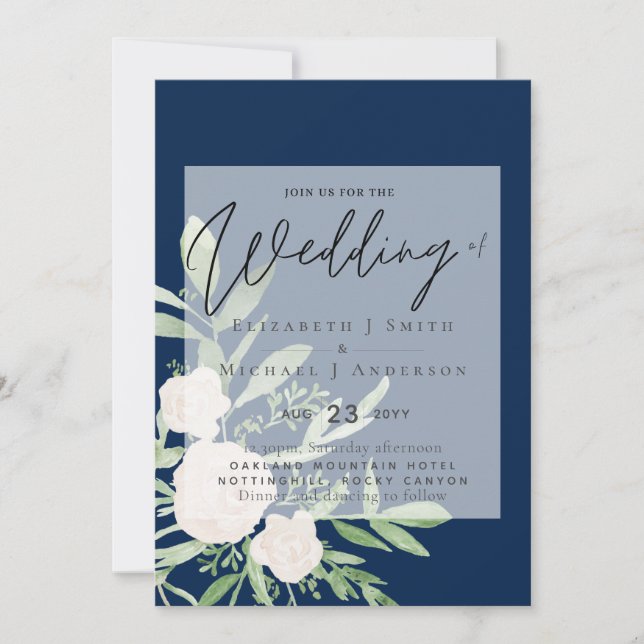 5x7 White Bouquet Script Overlay Budget Wedding (Front)
