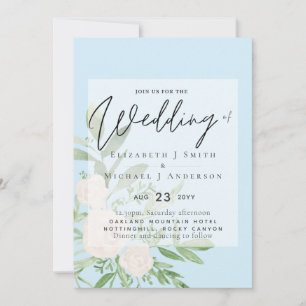 5x7 White Bouquet Script Overlay Budget Wedding