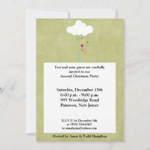 5x7 Winter Cloud / Snowflakes Christmas Invitation