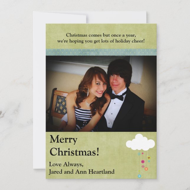 5x7 Winter Cloud / Snowflakes Christmas Invitation (Front)