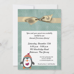 5x7 Winter Penguin Christmas Party Invitation