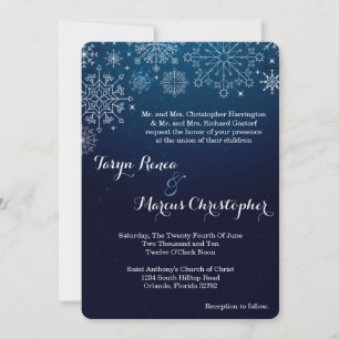 5x7 Winter Snowflakes Snow Ice Wedding Invitation