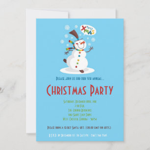 5x7 Winter Snowman Snowflake Christmas Invitation