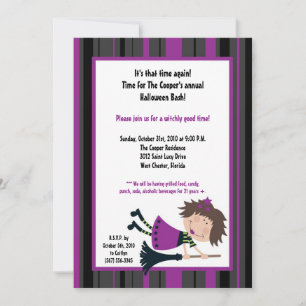 5x7 Witch Halloween Bash Party Invitation