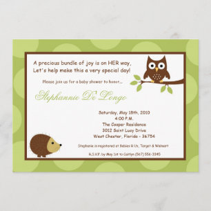 5x7 Woodland Forest Owl Baby Shower Invitation