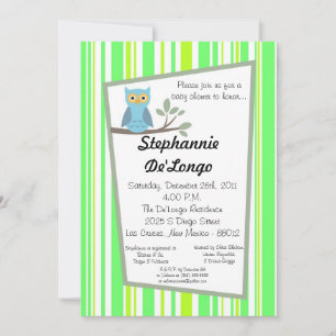 5x7 Woodland Forrest Owl Baby Shower Invitation
