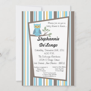 5x7 Woodland Forrest Owl Baby Shower Invitation