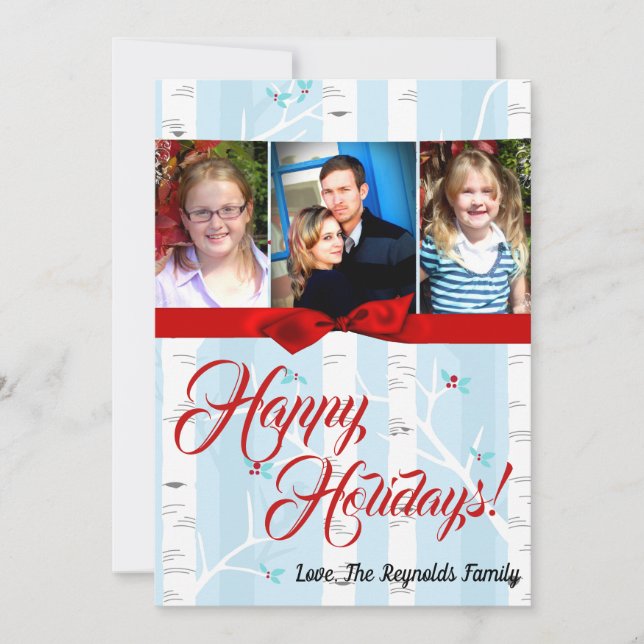 5x7 XMAS Christmas Birch Tree Winter PHOTO Card (Front)