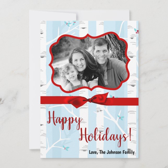 5x7 XMAS Christmas Birch Tree Winter PHOTO Card (Front)