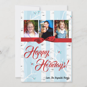 5x7 XMAS Christmas Birch Tree Winter PHOTO Card