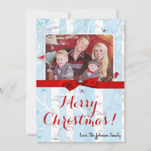 5x7 XMAS Christmas Birch Tree Winter PHOTO Card