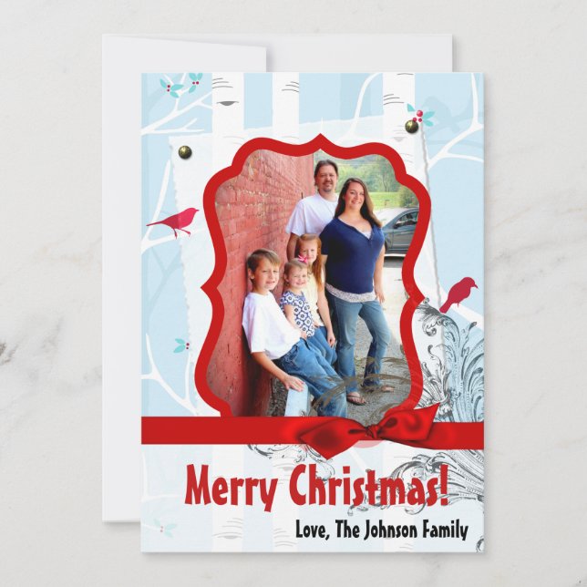 5x7 XMAS Christmas Birch Tree Winter PHOTO Card (Front)