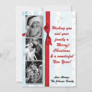 5x7 XMAS Christmas Birch Tree Winter PHOTO Card