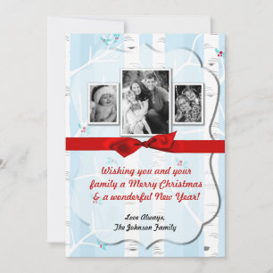 5x7 XMAS Christmas Birch Tree Winter PHOTO Card