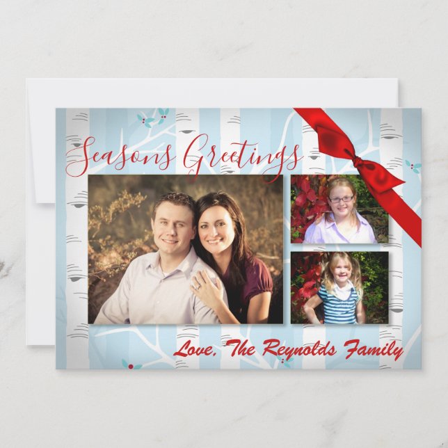 5x7 XMAS Christmas Birch Tree Winter PHOTO Card (Front)