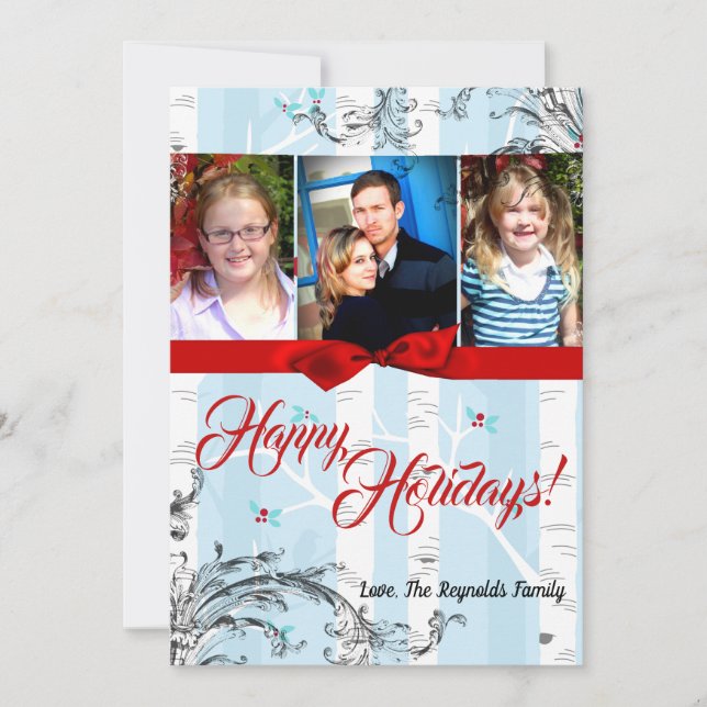 5x7 XMAS Christmas Birch Tree Winter PHOTO Card (Front)