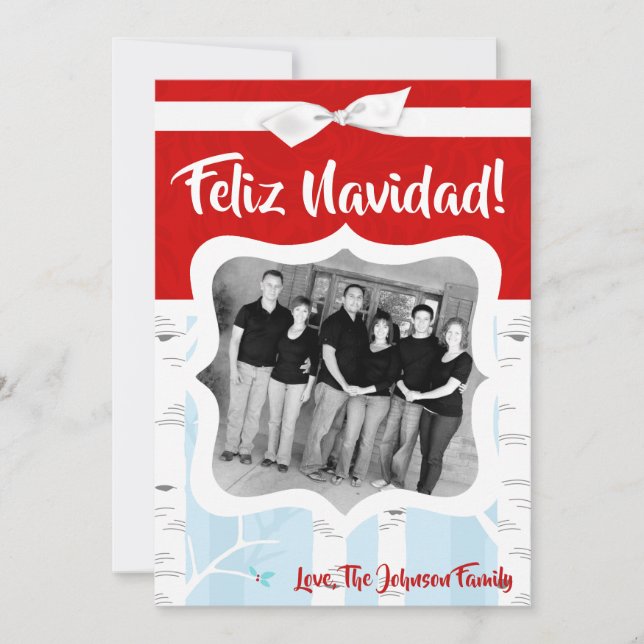 5x7 XMAS Christmas Birch Tree Winter PHOTO Card (Front)