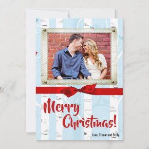 5x7 XMAS Christmas Birch Tree Winter PHOTO Card