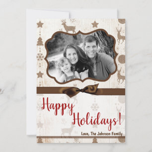 5x7 XMAS Christmas Burlap Deer Doe Buck PHOTO Card