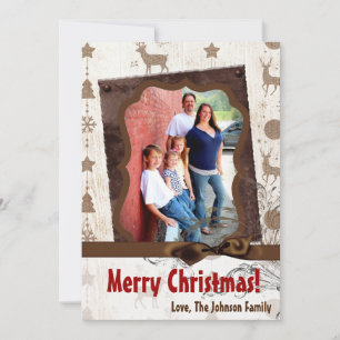 5x7 XMAS Christmas Burlap Deer Doe Buck PHOTO Card